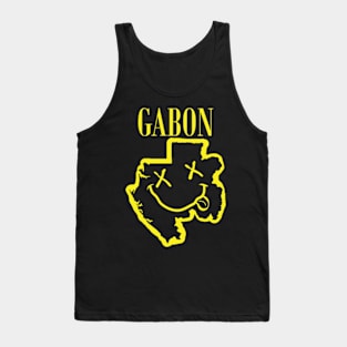 Vibrant Gabon Africa x Eyes Happy Face: Unleash Your 90s Grunge Spirit! Smiling Squiggly Mouth Dazed Smiley Face Tank Top